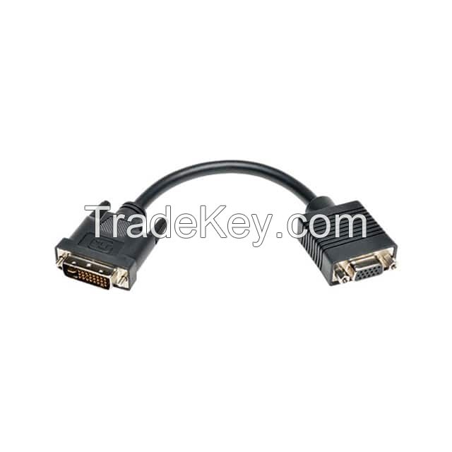 D-Sub 15 pos Female, High Density (HD) to DVI-I 24+5 Dual Link Black Round Double Shielded