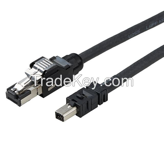 Industrial Mini, Type 1 to RJ45, 8p8c Black Round Unshielded