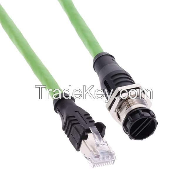 Circular 08 pos Female to RJ45, 8p8c Green Round Shielded