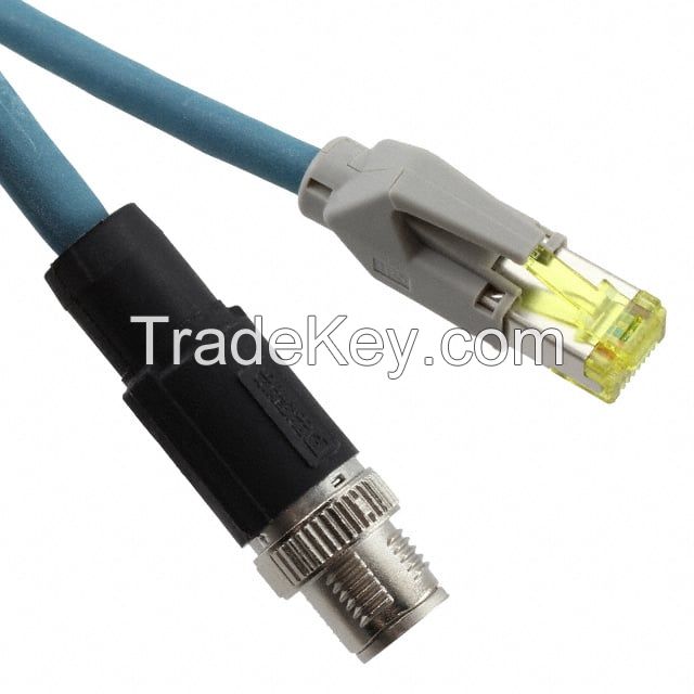 Circular 08 pos Male to RJ45, 8p8c Blue Round Double Shielded