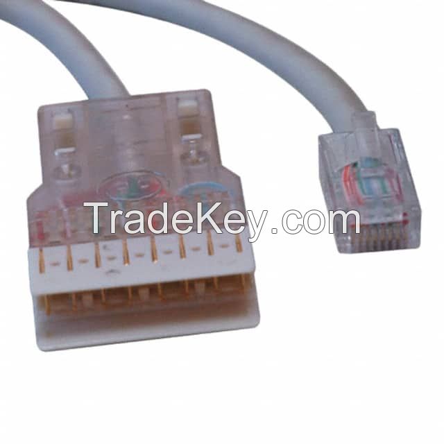 110 Plug to RJ45, 8p8c Gray Round Shielded