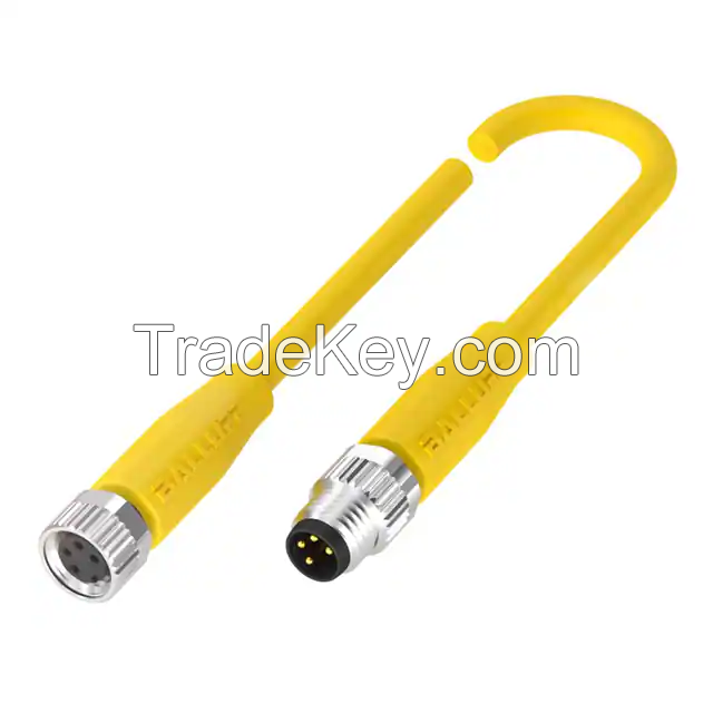 M8 A code 4 Male Pins to M8 A code 4 Plug Thermoplastic Elastomer (TPE) 6.56' (2.00m)