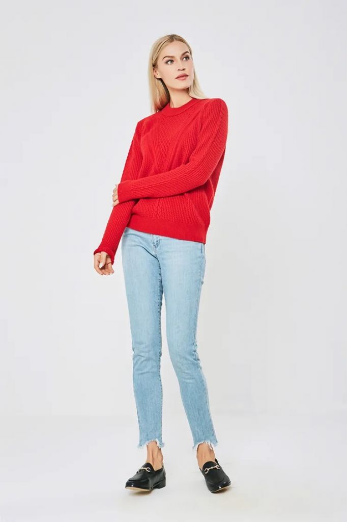 Deep V Wool Jumper Pullover Sweater For Women