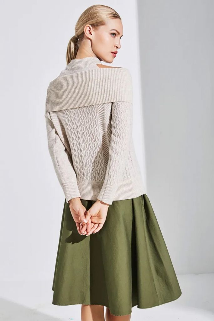 casual halter off shoulder women wool knit cashmere sweater pullover jumper