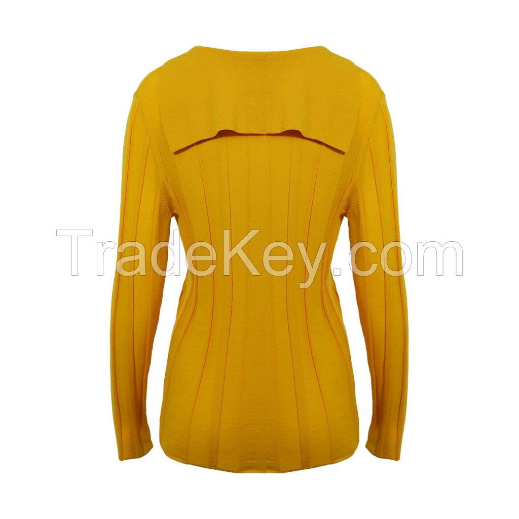 Hot Sale Sweater Designer Style Cozy Light 16g Fine Knit Long Sleeve Ribbed Wool Cashmere Knit Pull Sweater