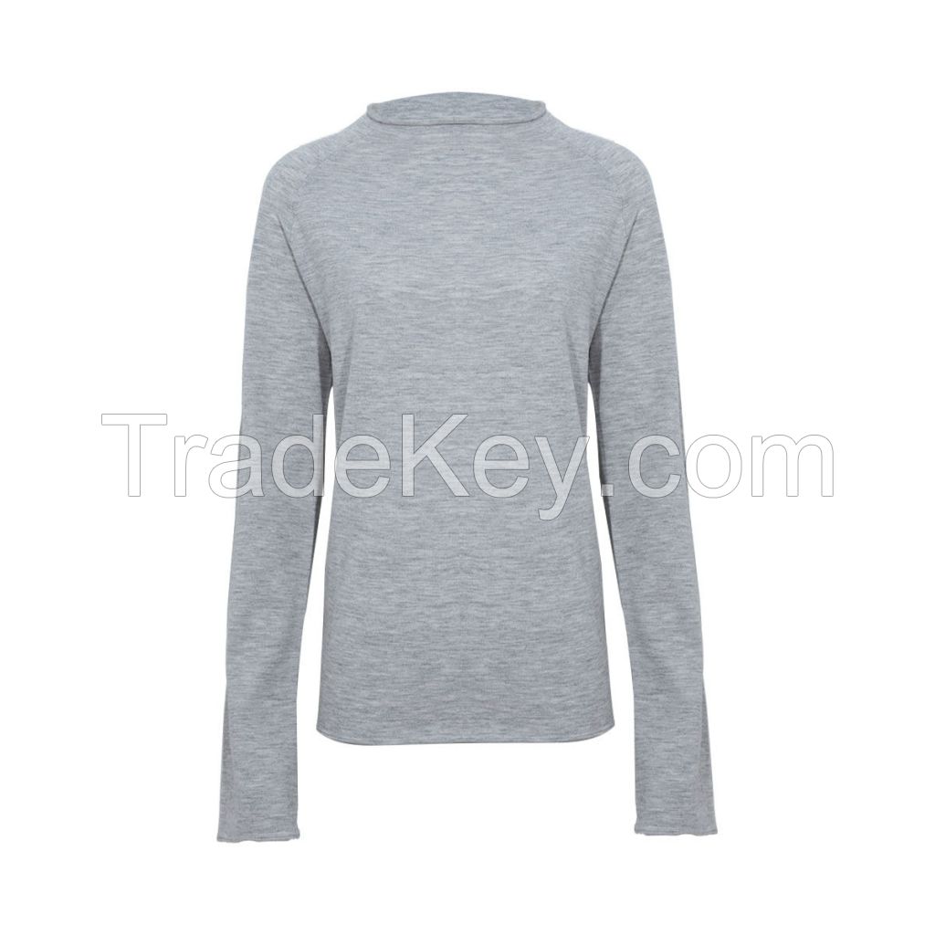 Factory Spring Autumn Lightweight Loose Crew Neck Long Sleeve Jersey Lady Inner Wear Basic Knit Pullover Women Wool Sweater