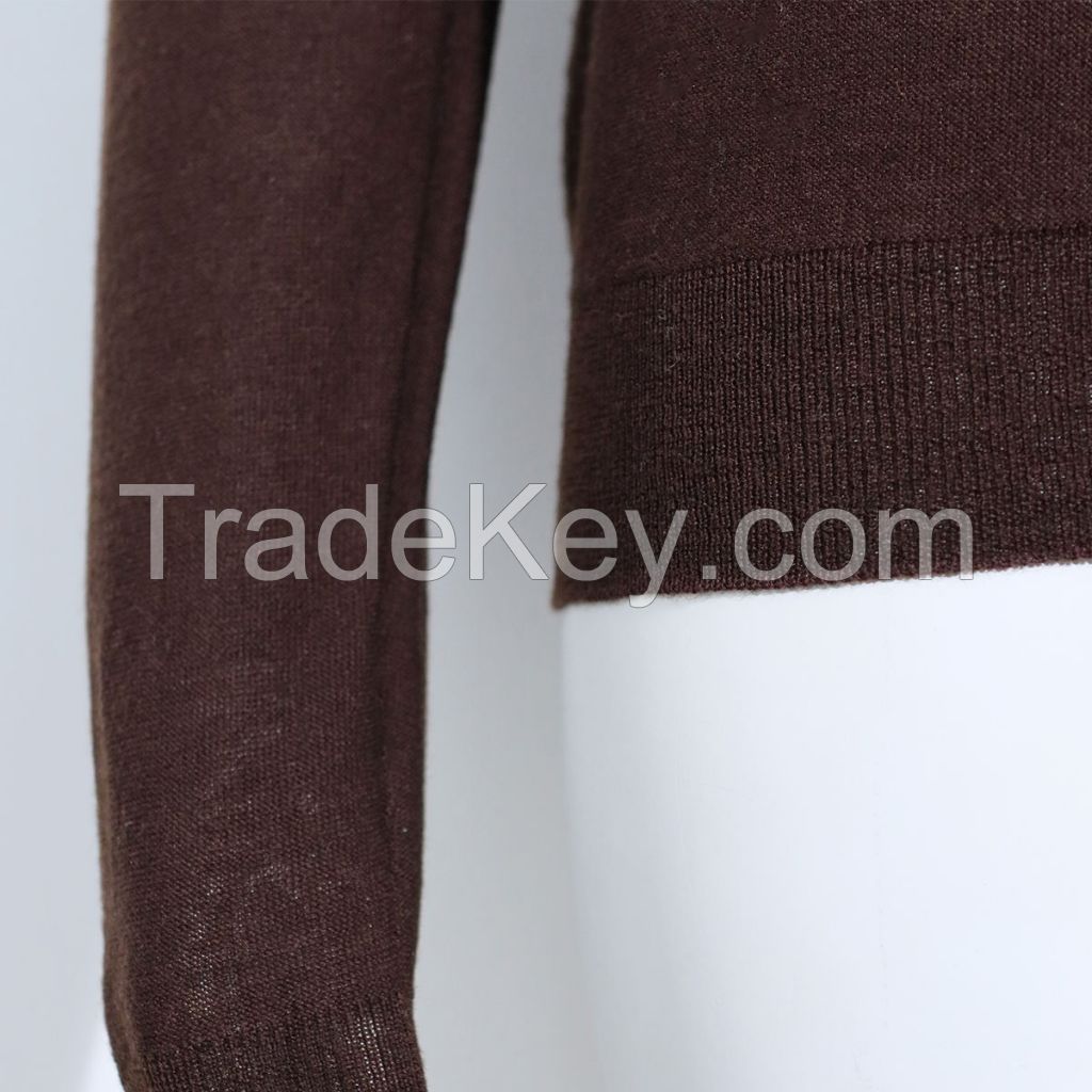 OEM wool sweater Inner Wear Fine Knit 16G Plain Slim Fit 100% Wool Basic Sweater Knitted Top