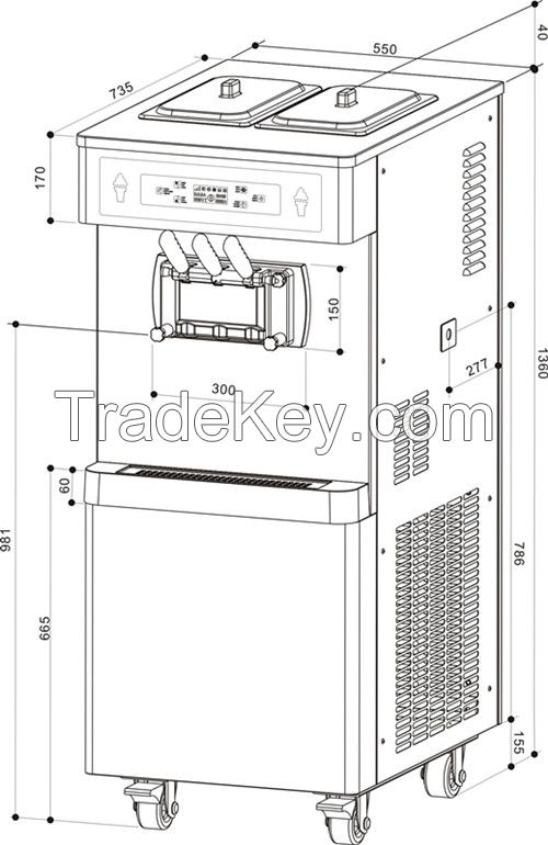 Gravity Feed Consecutively Ice Creaming Automatic Frozen Yogurt Machine