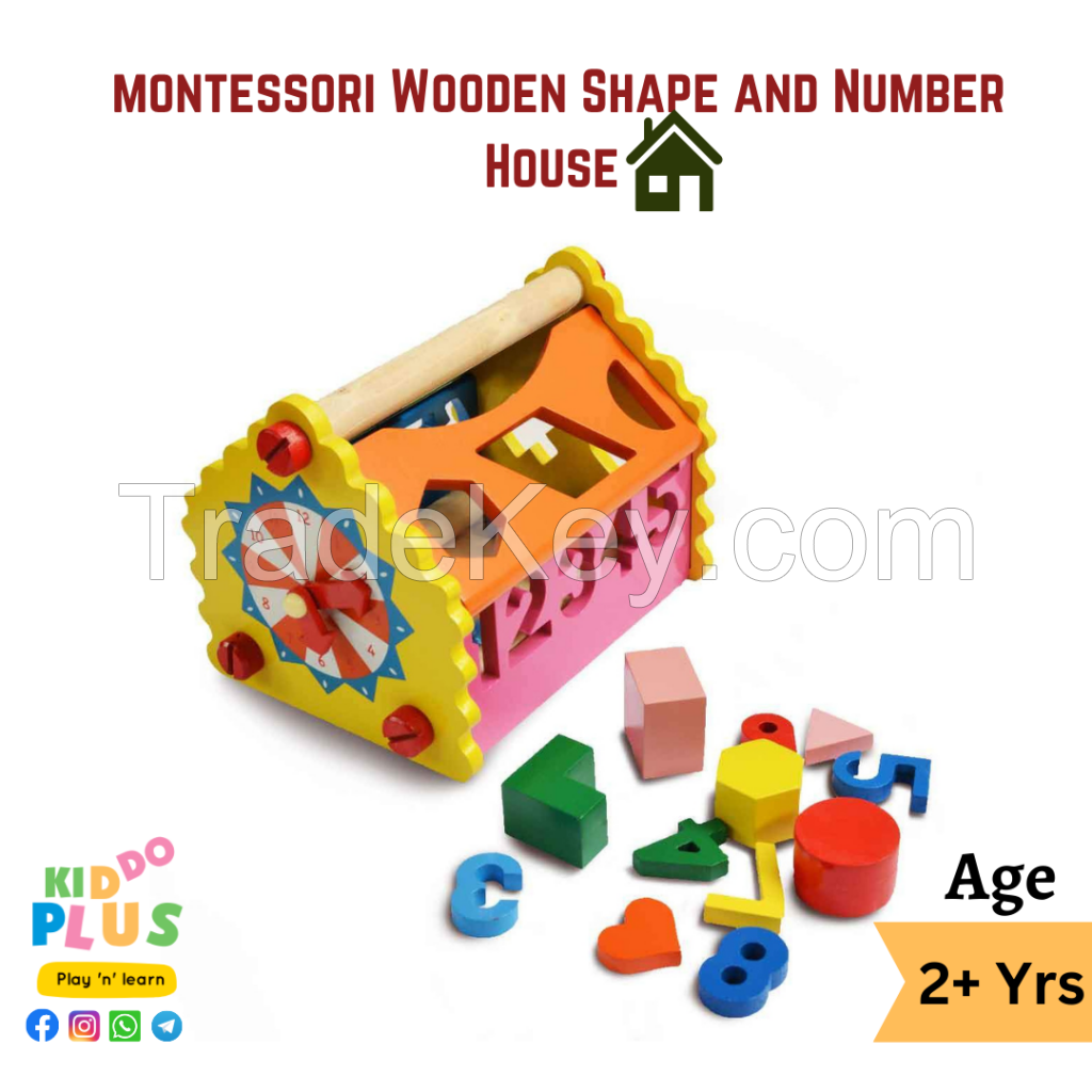 MONTESSORI WOODEN SHAPE AND NUMBER HOUSE