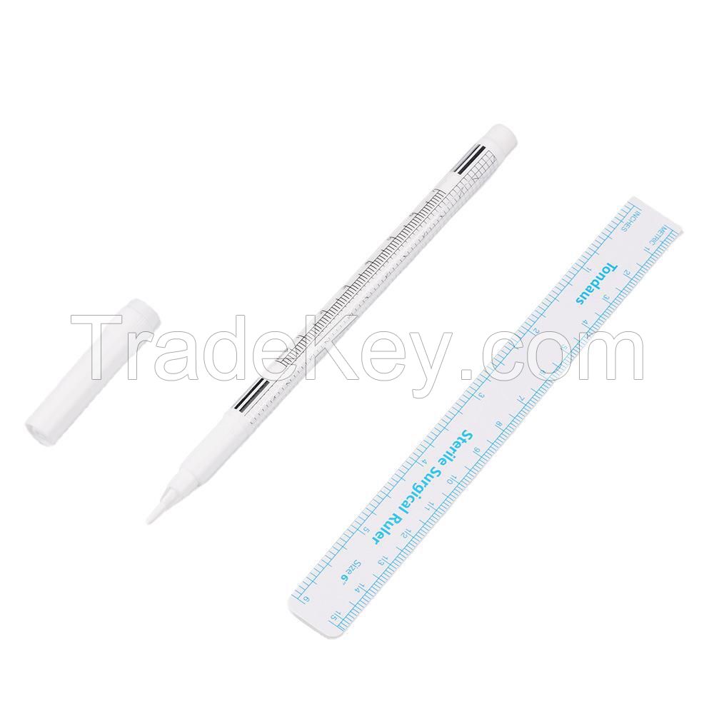 Tattoo Surgical Eyebrow Permanent Makeup Position Mark Tools Microblading White Marker Pen with Ruler