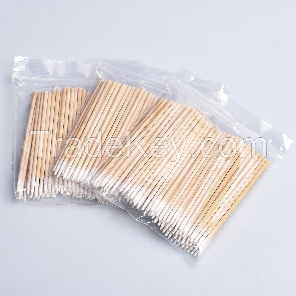 Disposable Wooden Cotton Swab 7CM Single Pointed Head Cotton Swab for Tattoo and Microblading for Makeup