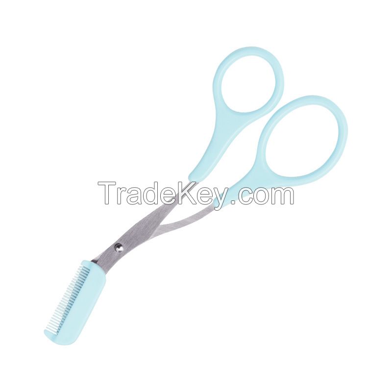 Pink Professional Eyelash Makeup Scissors Stainless Steel Eyebrow Trimming Scissors with Comb