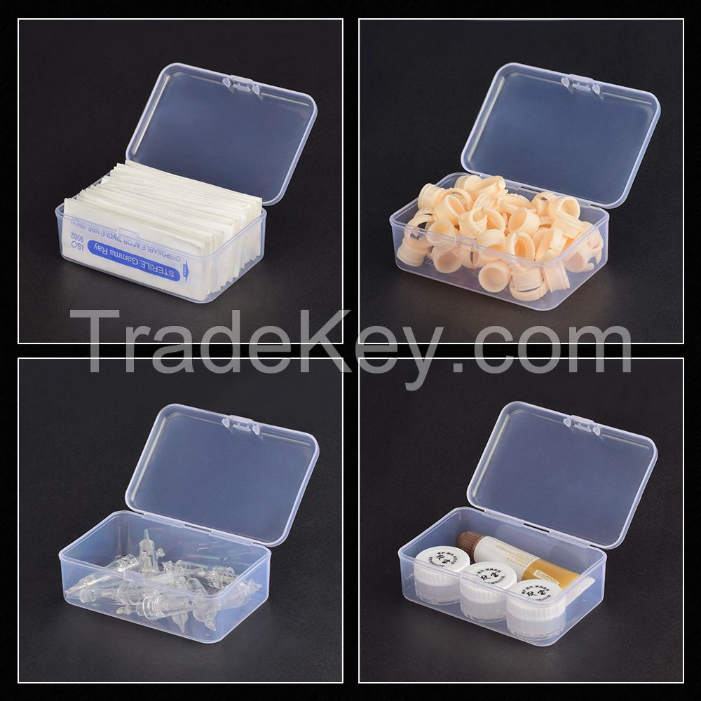 Small Clear Plastic Beads Storage Containers Box with Hinged Lid