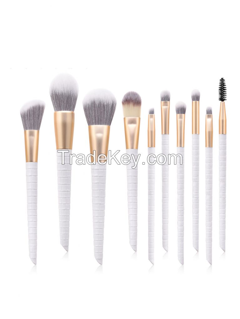 Alligator Pattern Cosmetic Makeup Brushes Set Portable Foundation Brush 10pcs Black Kabuki Eyeshadow Concealer Lash Blush Brush