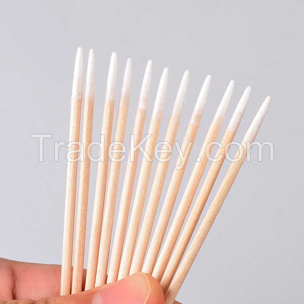 Disposable Wooden Cotton Swab 7CM Single Pointed Head Cotton Swab for Tattoo and Microblading for Makeup