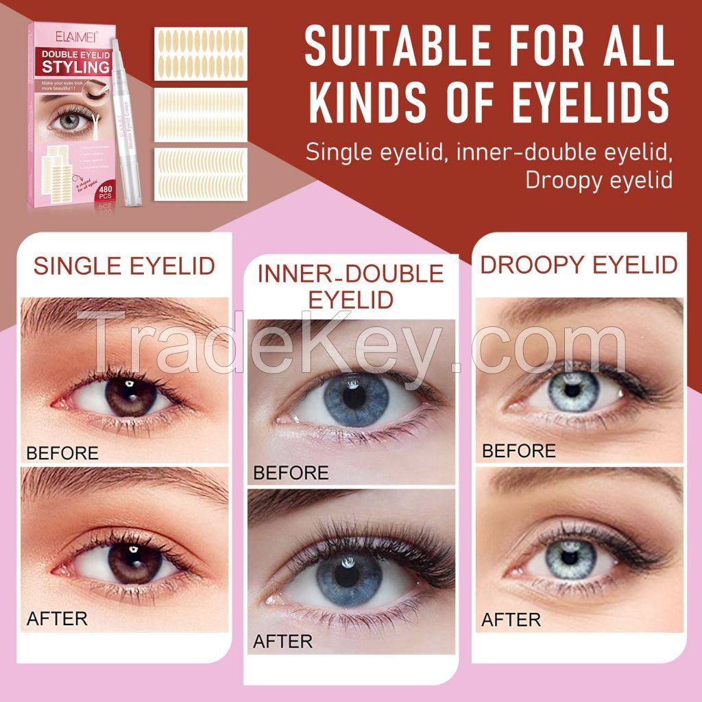 Glue-Free Invisible Double Eyelid Sticker 480 Count Eyelid Lifter Strips Double Eyelid Styling Tape for Hooded Eyes Droopy Lids