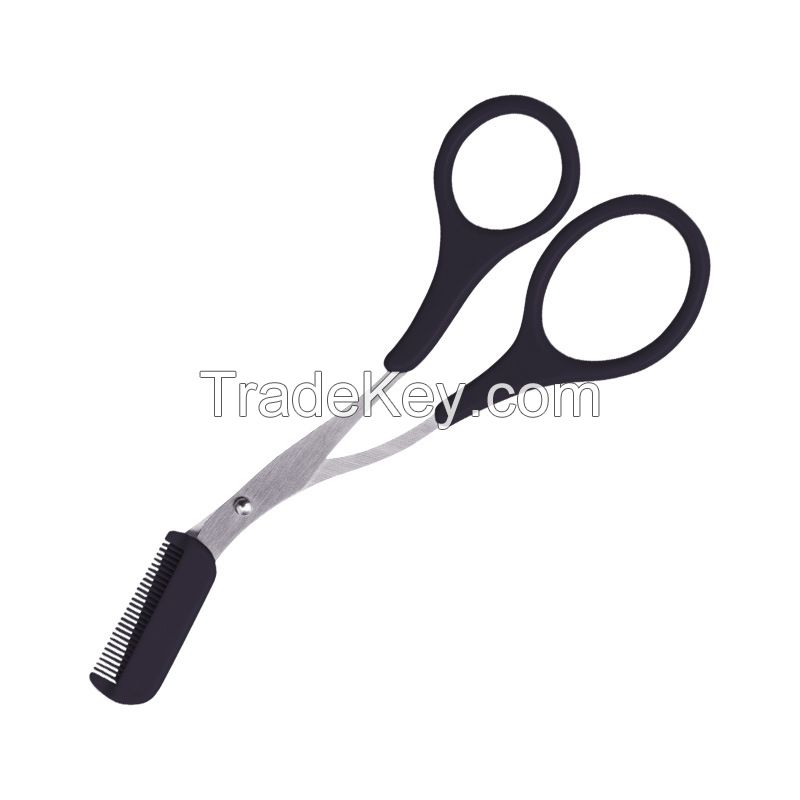 Pink Professional Eyelash Makeup Scissors Stainless Steel Eyebrow Trimming Scissors with Comb