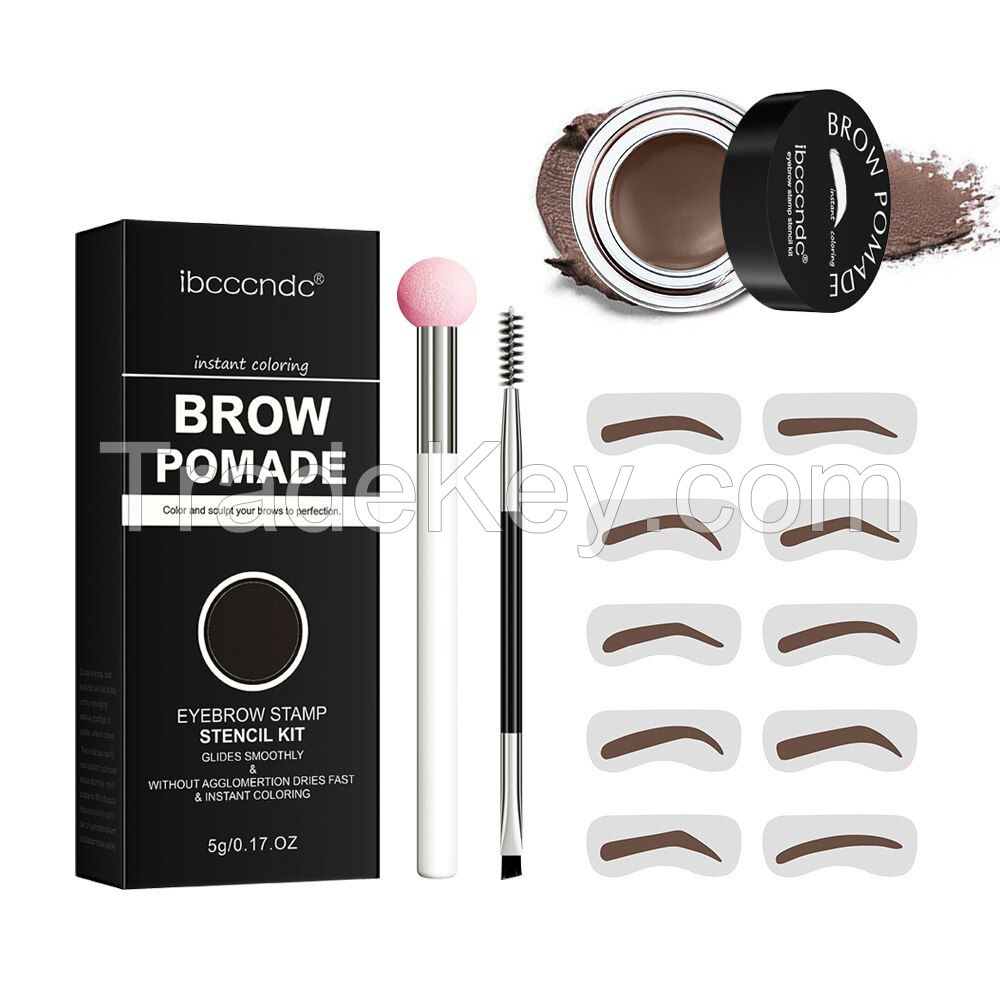 Eye Brow Stamping Kit Black Light Brown Waterproof Eyebrow Stamp Stencil Kit for Black Women