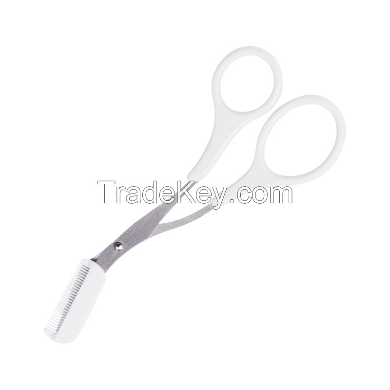 Pink Professional Eyelash Makeup Scissors Stainless Steel Eyebrow Trimming Scissors with Comb