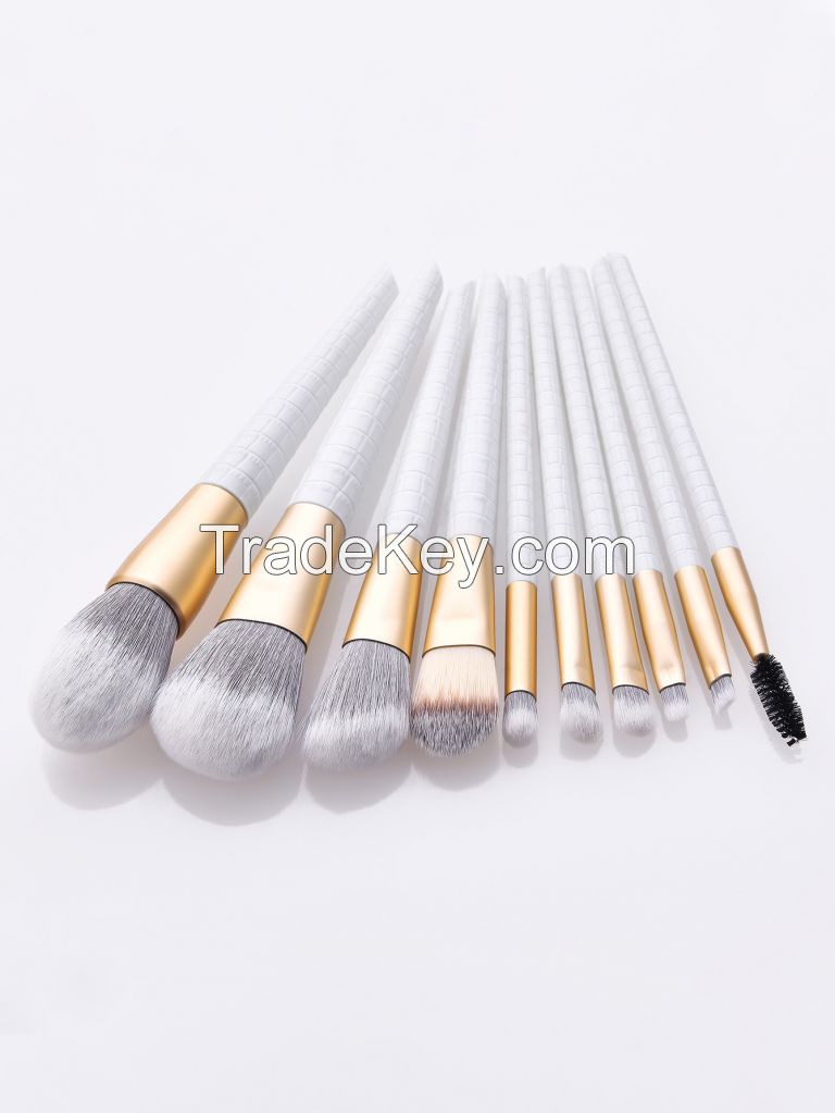 Alligator Pattern Cosmetic Makeup Brushes Set Portable Foundation Brush 10pcs Black Kabuki Eyeshadow Concealer Lash Blush Brush