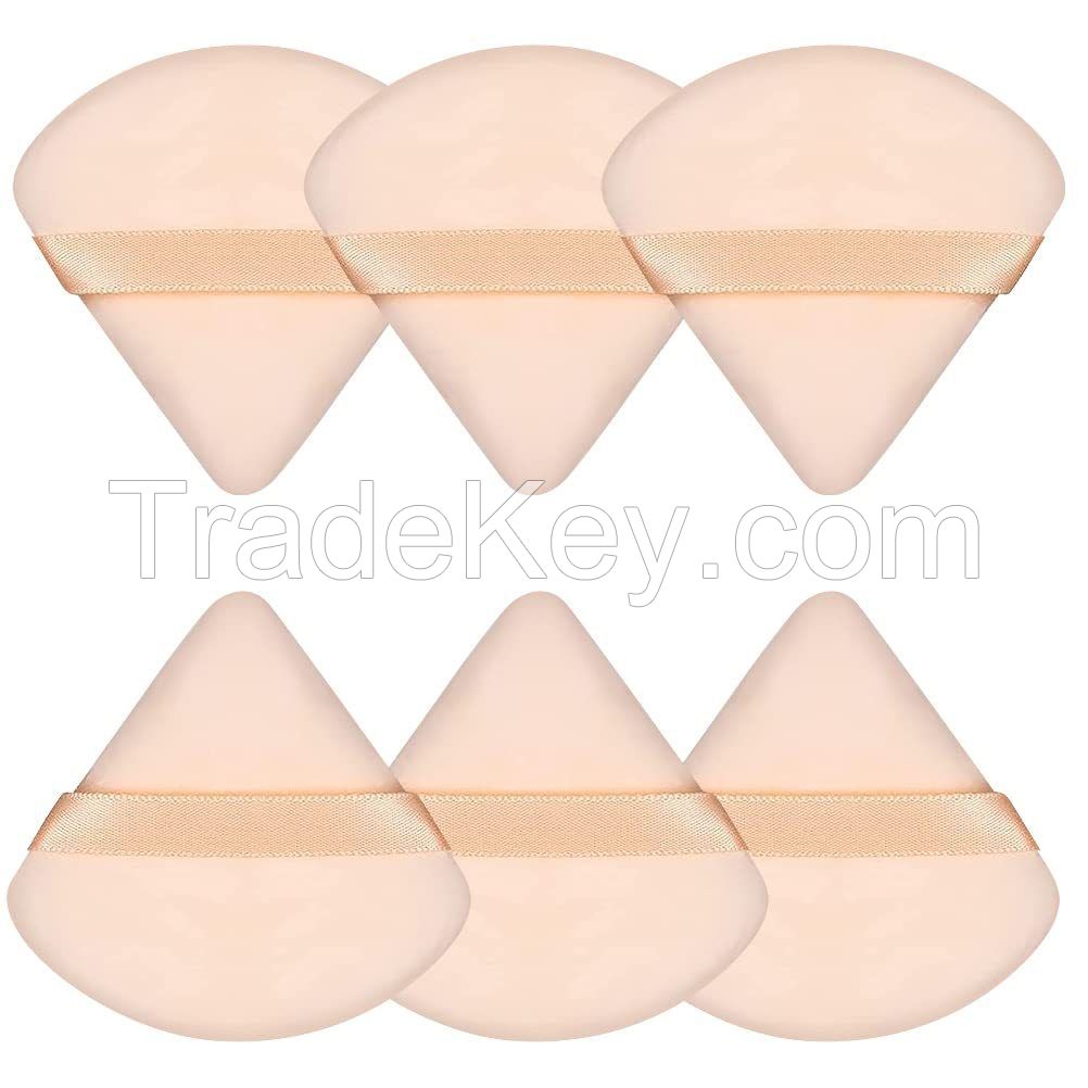 Velour Makeup Sponge Foundation Blending Sponges,6 Pieces Powder Puff Face Soft Triangle Makeup Puff for Loose Powder