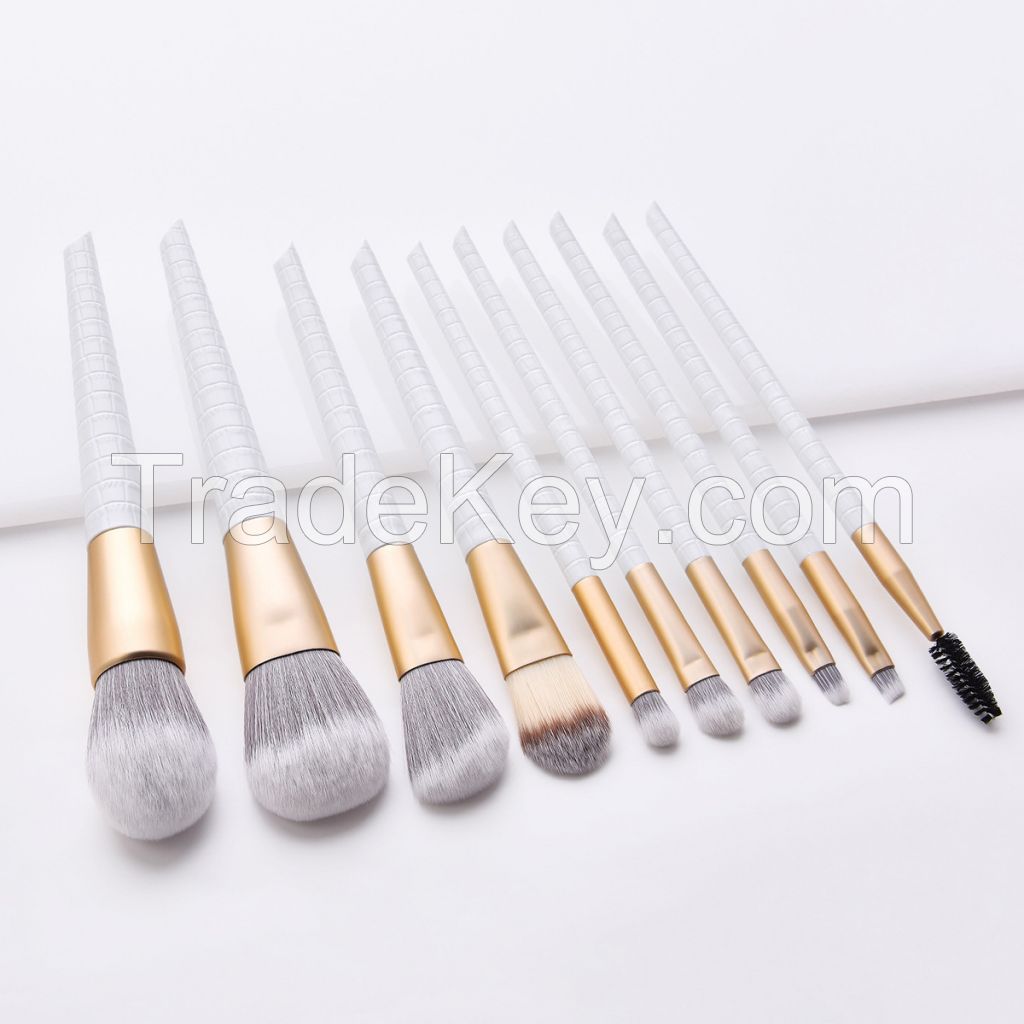 Alligator Pattern Cosmetic Makeup Brushes Set Portable Foundation Brush 10pcs Black Kabuki Eyeshadow Concealer Lash Blush Brush