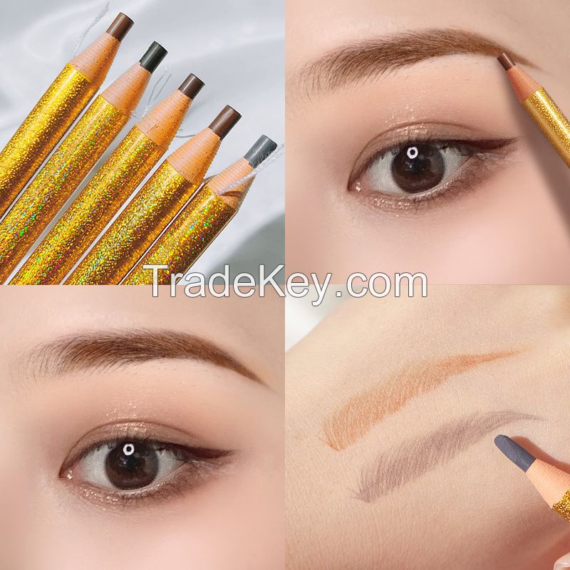 Long Lasting Eyebrow Pencil,Brow Tint Makeup Waterproof Golden Eye Brow Eyeliner Pen