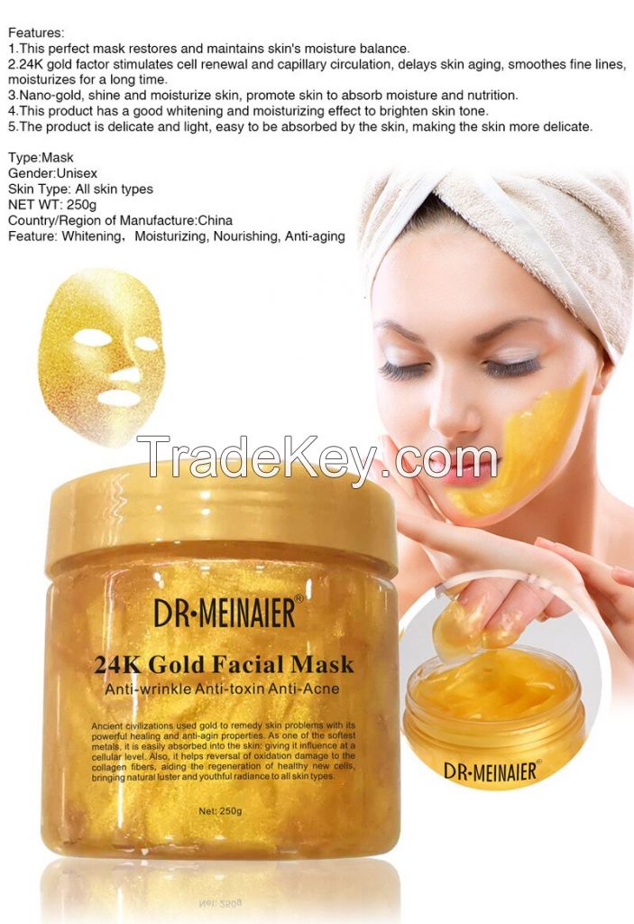 24K Gold Collagen Overnight Gel Facial Mask,Hydrating Moisturizing Anti Aging Body & Face Mask