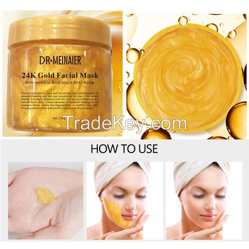 24K Gold Collagen Overnight Gel Facial Mask,Hydrating Moisturizing Anti Aging Body & Face Mask