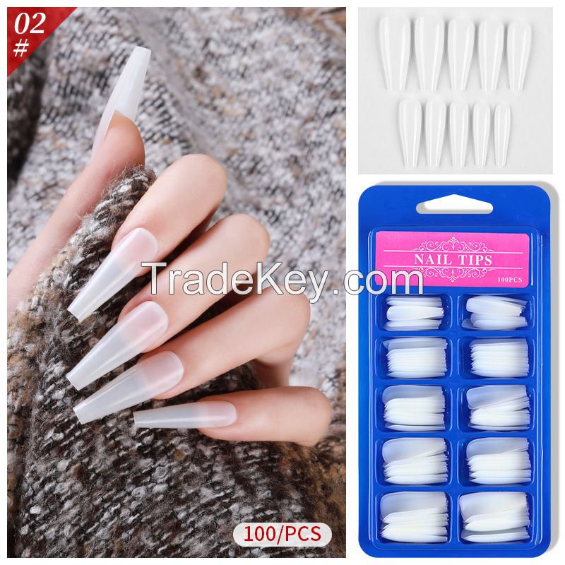 Lady French Style Full Cover Acrylic Artificial Nail Tips with Box for Nail Tips Art Salons and Home DIY