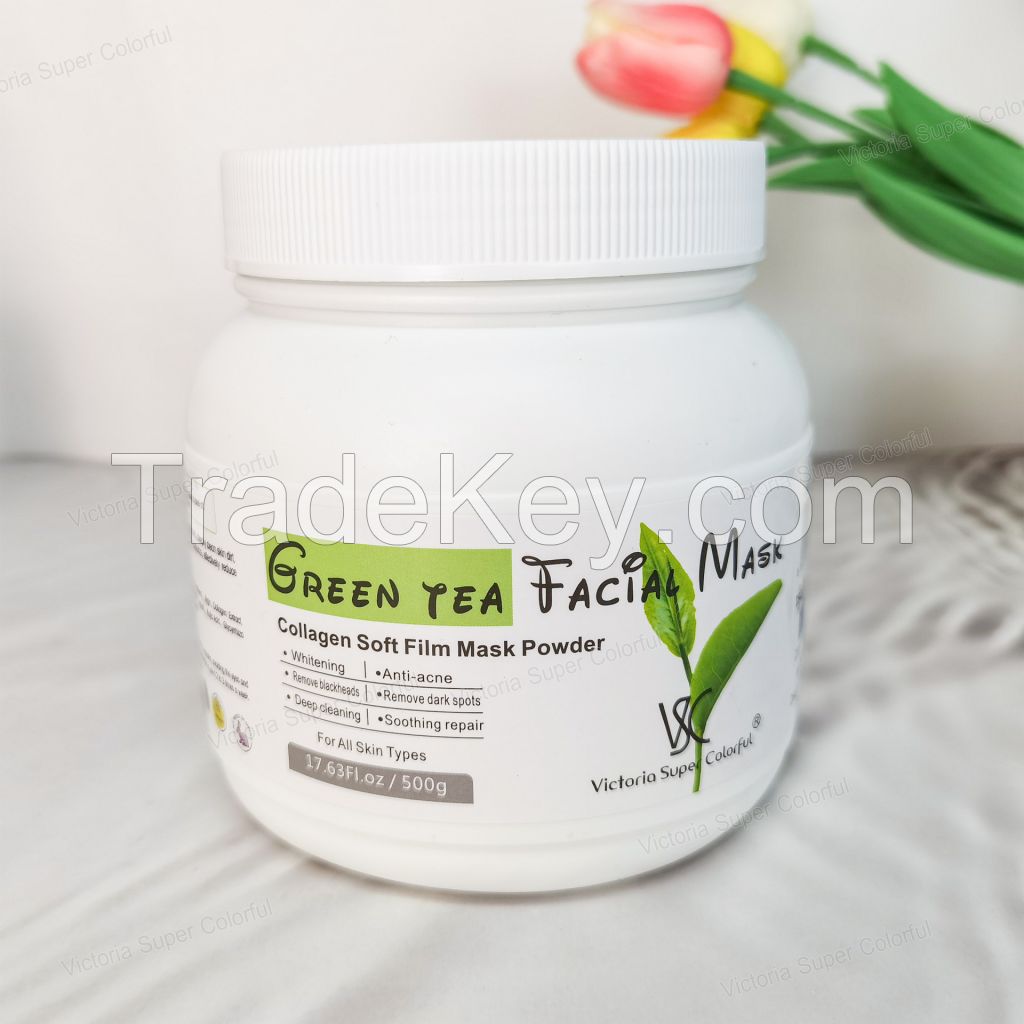 500g Moisturizing Hydrating Modeling Green Tea Face & Body Peel Off Mask Powder for Anti Aging