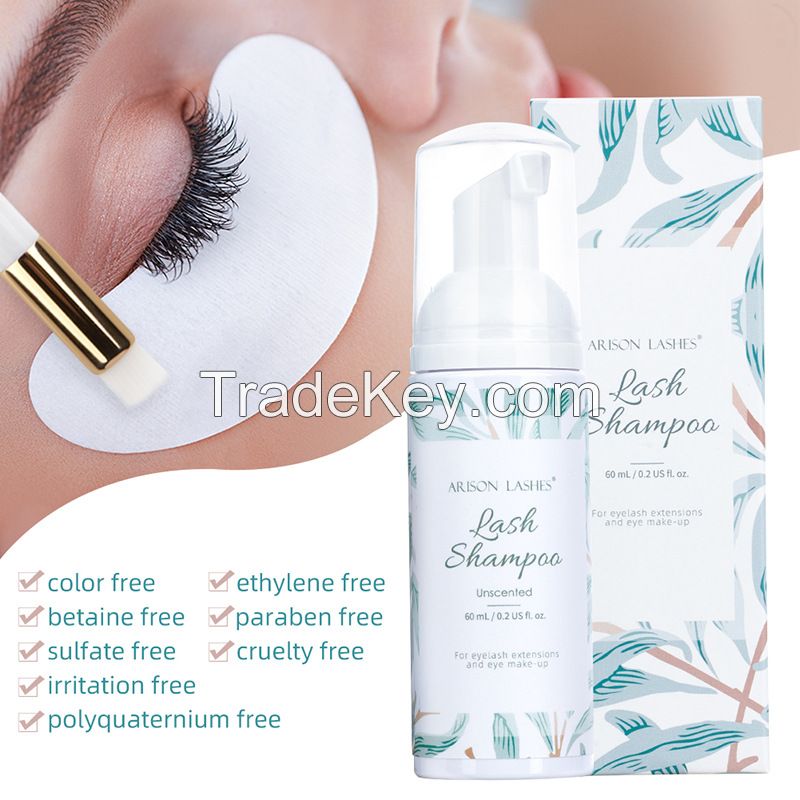 Eyelash Extension Shampoo Cleanser,Eyelash Extension Foam & Brushes Eyelid Cleanser for Makeup Remover for Salon and Home Use