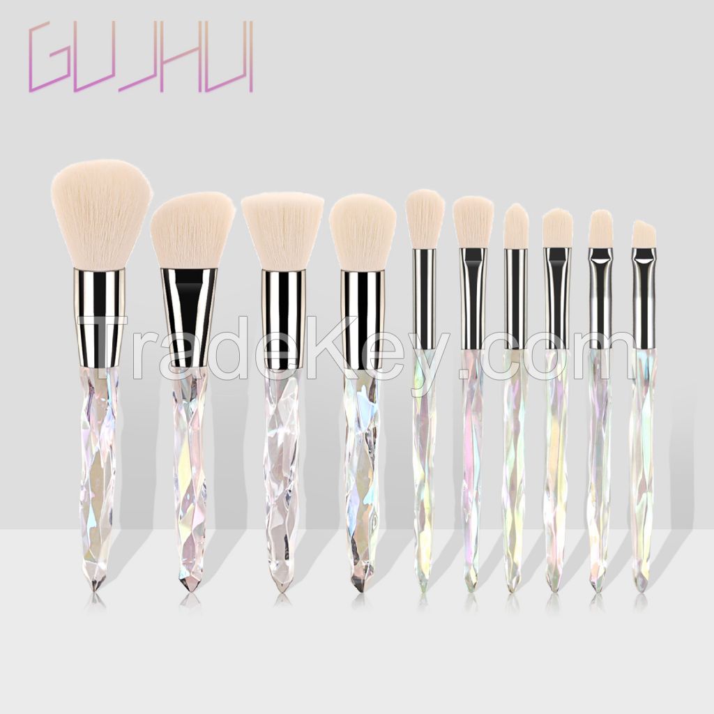 Makeup Brushes Set 10pcs Colorful Diamond Cosmetic Kabuki Brushes Premium Synthetic Bristles Crystal Handle Set for Makeup