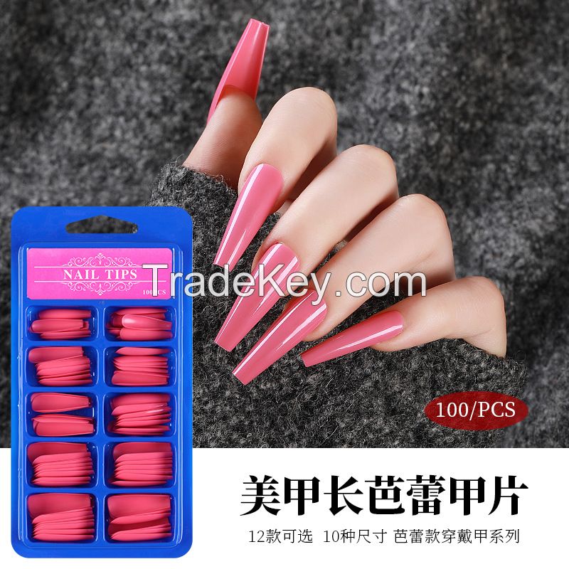 Lady French Style Full Cover Acrylic Artificial Nail Tips with Box for Nail Tips Art Salons and Home DIY