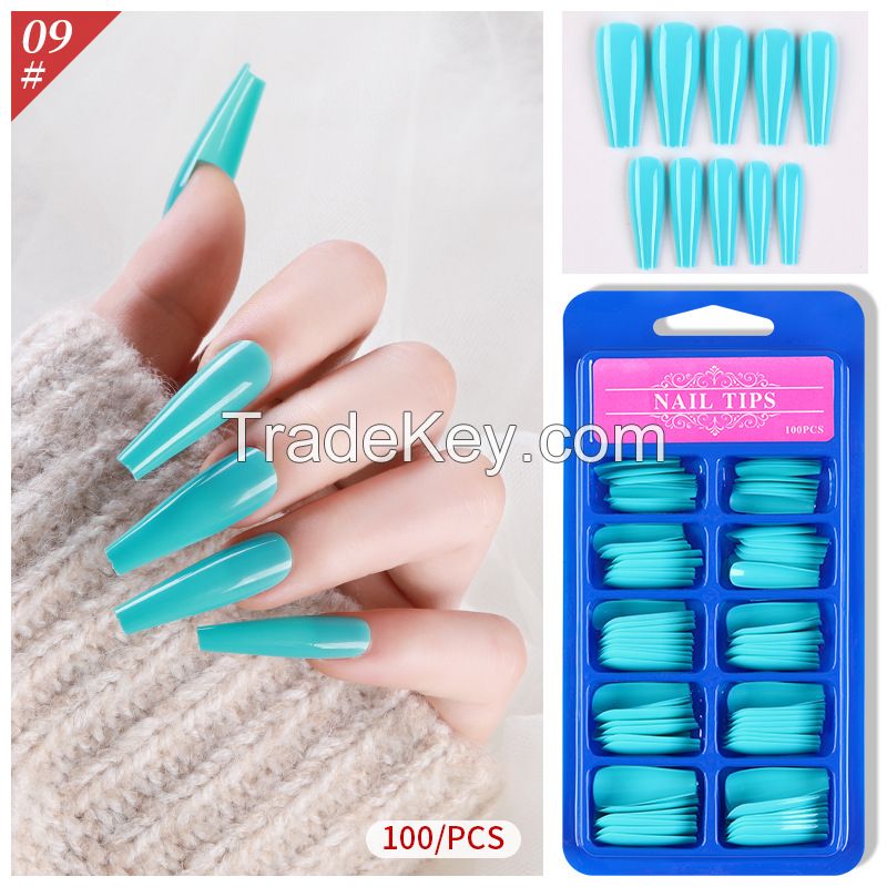 Lady French Style Full Cover Acrylic Artificial Nail Tips with Box for Nail Tips Art Salons and Home DIY