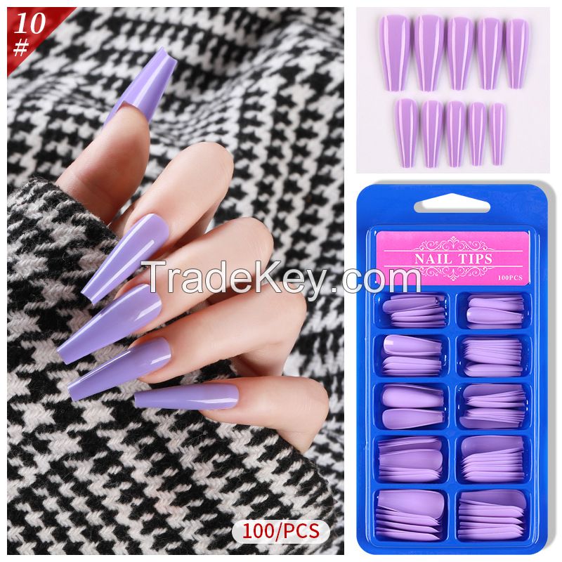 Lady French Style Full Cover Acrylic Artificial Nail Tips with Box for Nail Tips Art Salons and Home DIY