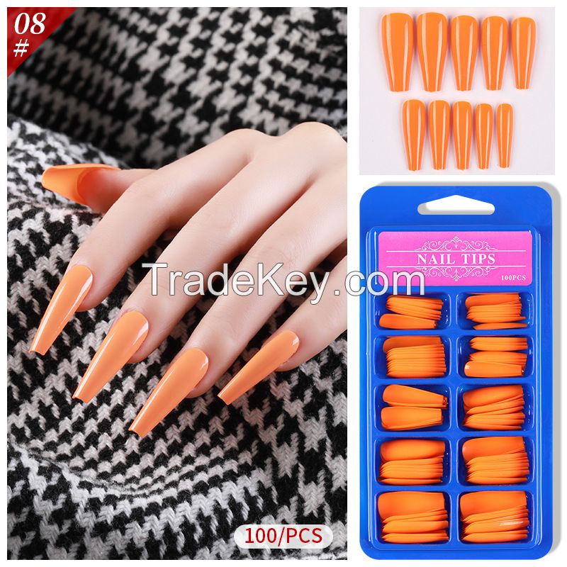 Lady French Style Full Cover Acrylic Artificial Nail Tips with Box for Nail Tips Art Salons and Home DIY