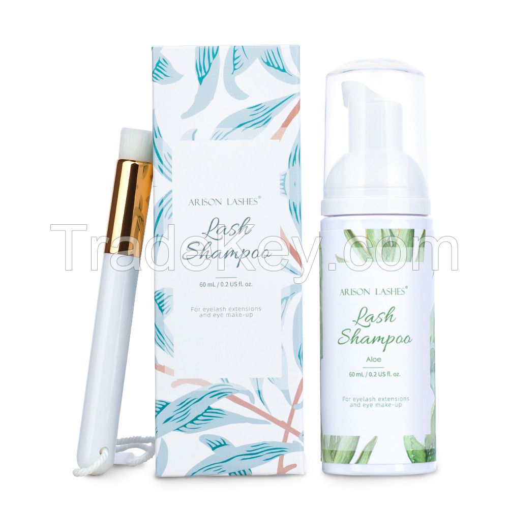 Eyelash Extension Shampoo Cleanser,Eyelash Extension Foam & Brushes Eyelid Cleanser for Makeup Remover for Salon and Home Use