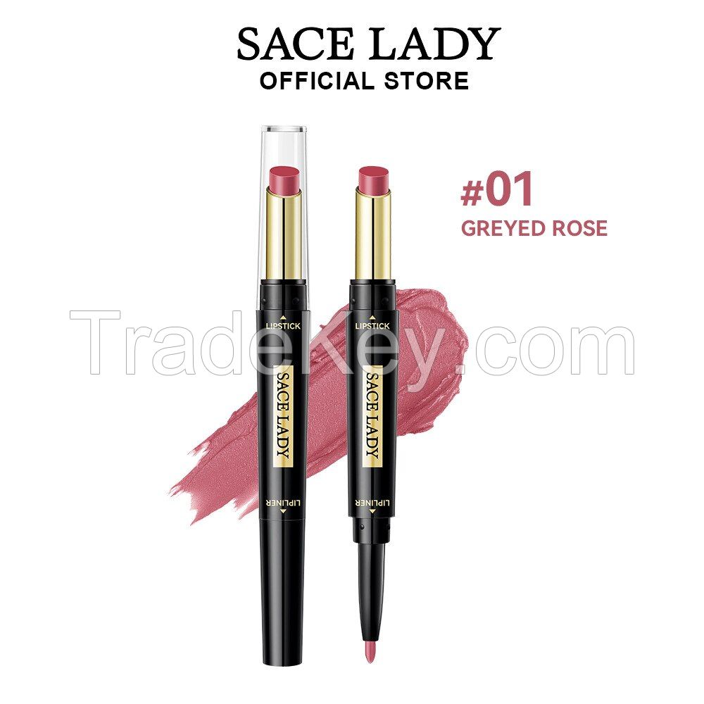 2-in-1 Matte Lipstick Lip Liner Long-Lasting Non-Smudging Lipstick for Women