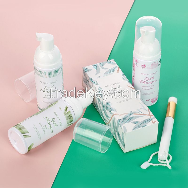 Eyelash Extension Shampoo Cleanser,Eyelash Extension Foam & Brushes Eyelid Cleanser for Makeup Remover for Salon and Home Use