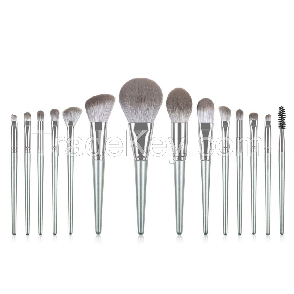 Makeup Brush Set 14 Pcs Synthetic Foundation Powder Conceallers Eye Shadows Blush Makeup Brushes with Case