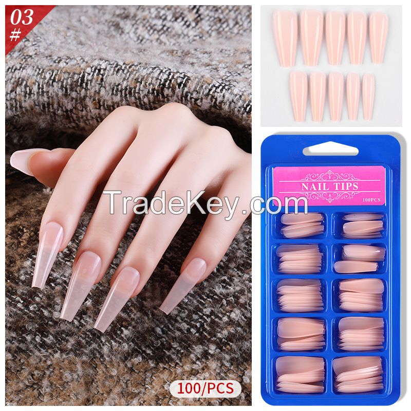 Lady French Style Full Cover Acrylic Artificial Nail Tips with Box for Nail Tips Art Salons and Home DIY