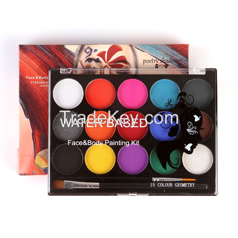 Professional 15 Colors Makeup Palette,Water Based Face & Body Paint for Halloween,Cosplay,Party Costume and Makeup