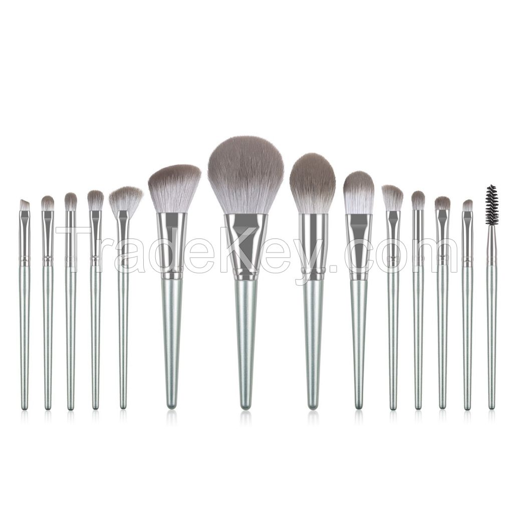 Makeup Brush Set 14 Pcs Synthetic Foundation Powder Conceallers Eye Shadows Blush Makeup Brushes with Case