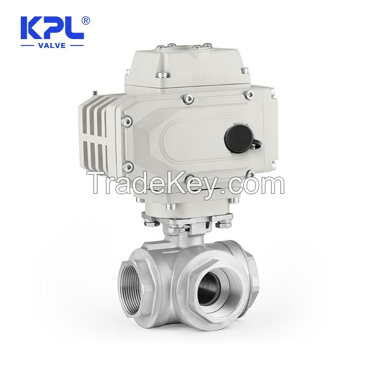 Kepler 3 Way Stainless Steel Threaded Electric Motor Actuated Ball Valve