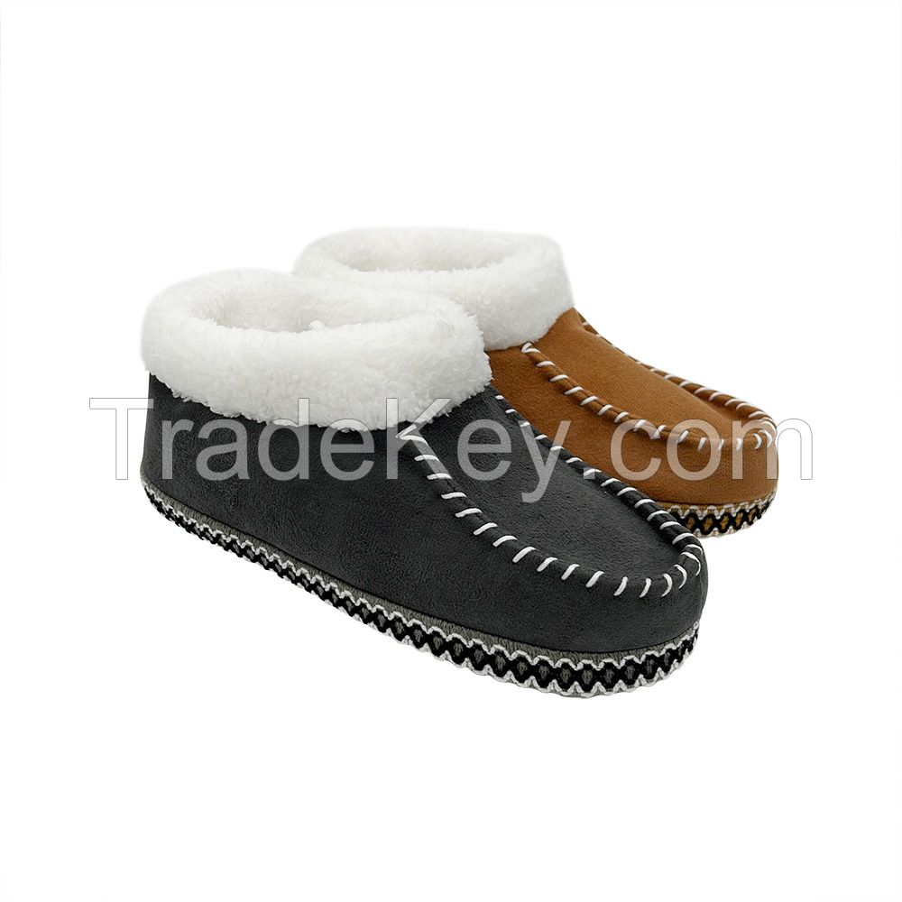 Fashion Faux Fur Lining Casual Microsuede Loafers Moccasins Indoor Slippers for Women Microfiber Moccasin Shoes