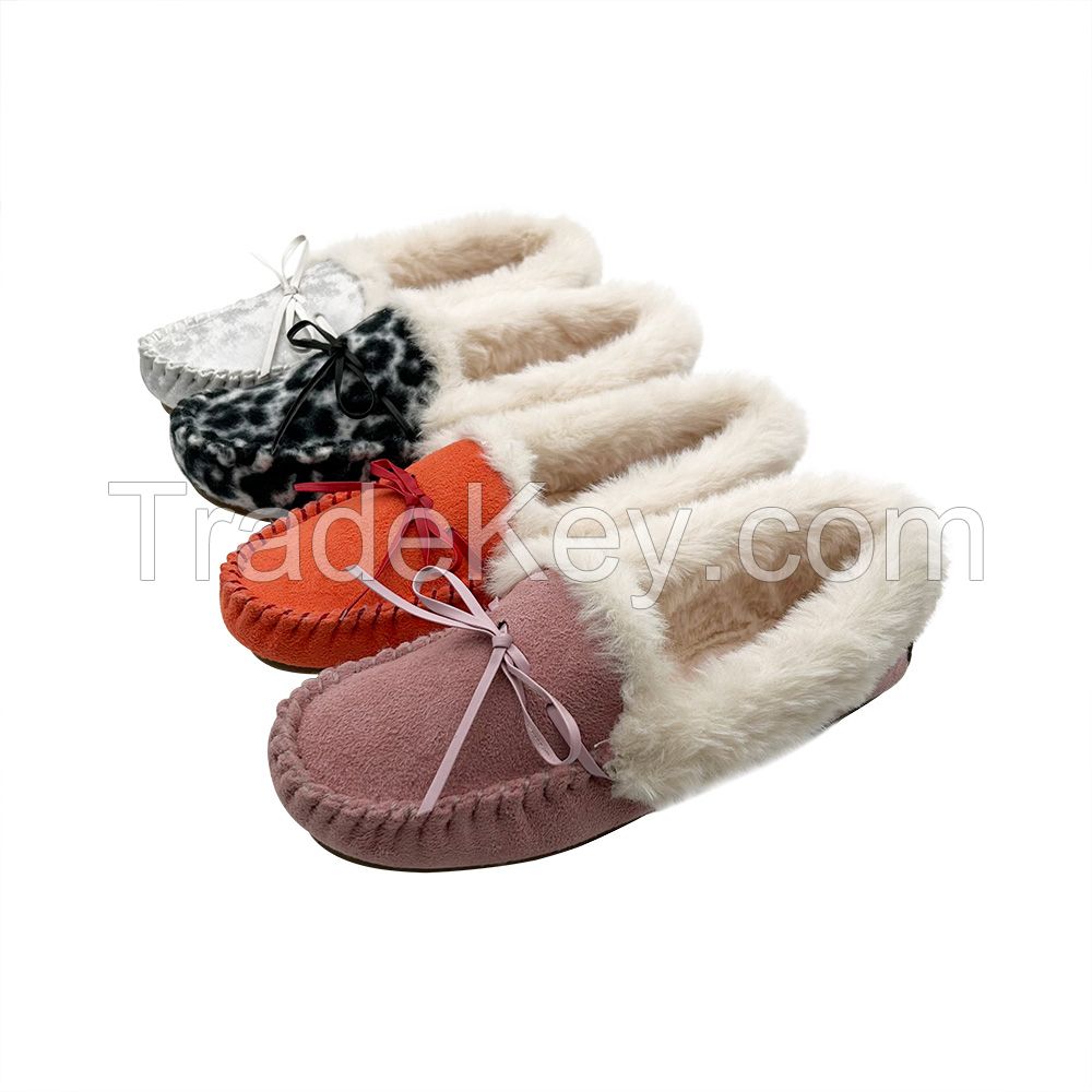 High Quality Customised Thermal Women's Winter Snow Boots Microfiber Fur Lined Casual Faux Fur Moccasin Loafer Slippers