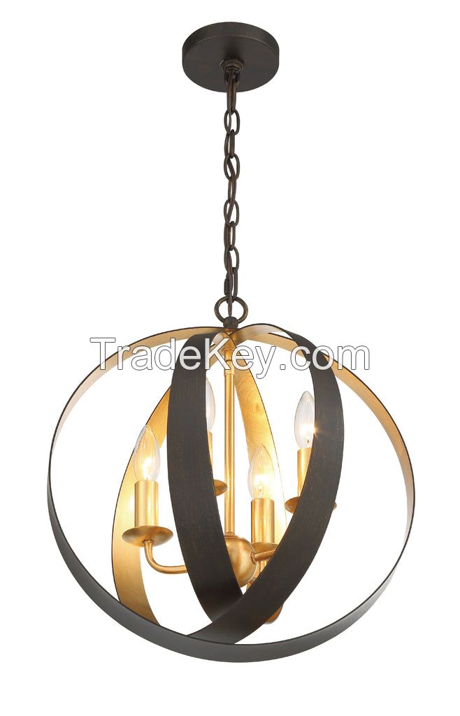 4 Light Bronze &amp; Gold Sphere Mini Chandelier