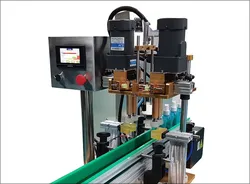 KEFAI Pneumatic Desktop Bottle Capping Machine With Conveyor 4 Roller Wheels Spray Bottle Cap Sealing Machine