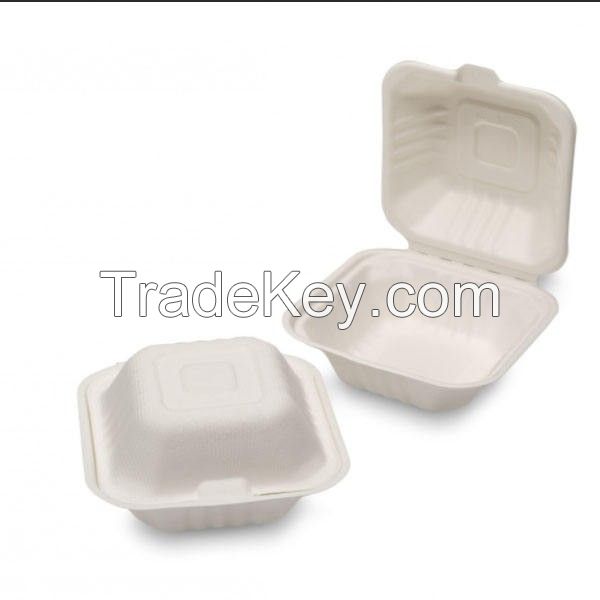 6''Disposable Hamburger Biodegradable Bagasse Paper Box